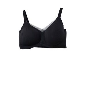 NWT Honeylove‎ Black V-Neck Bra Mesh Detail 2X Supportive & Comfortable